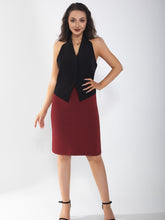 Women's midi skirt is fashionable and stylish, wrinkle free, with elastic pockets for office environment
